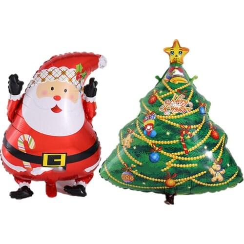 2PC cartoon Christmas tree and Santa Claus foil balloons merry Christmas decoration balloon classic toys