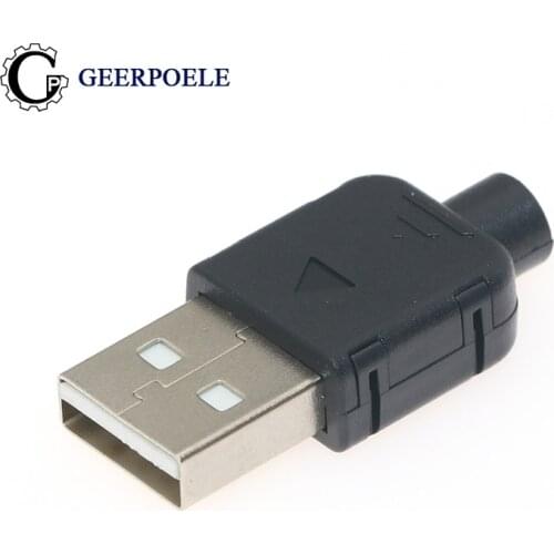 20 pcs/lot Male Type A 4p Black snap-on Connectors USB Connector Plastic Shell Jack Plug