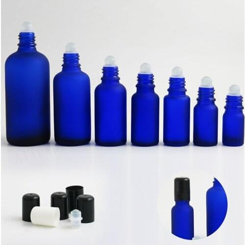 20x Frosted Blue Roll On Roller Bottle for Essential Oil Refillable Perfume Bottle Small Containers 5ml 10ml 15ml 20ml 30ml 50ml