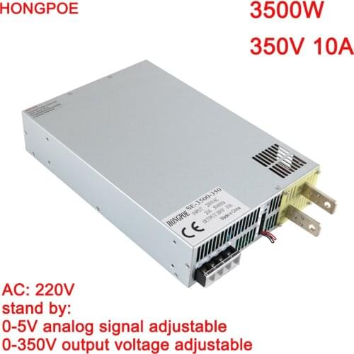 3500W 350V Power Supply 0-350V Adjustable Power 350VDC AC-DC 0-5V Analog Signal Control SE-3500-350 Power Transformer 350V 10A