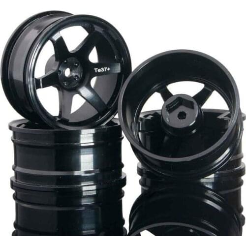 4pcs 1/10 RC Drift Car Aluminium Alloy Wheel Hubs Te37+ Metal Wheel Hubs for HSP Sakura HPI Kyosho Tamiya RC Car Diameter 52mm