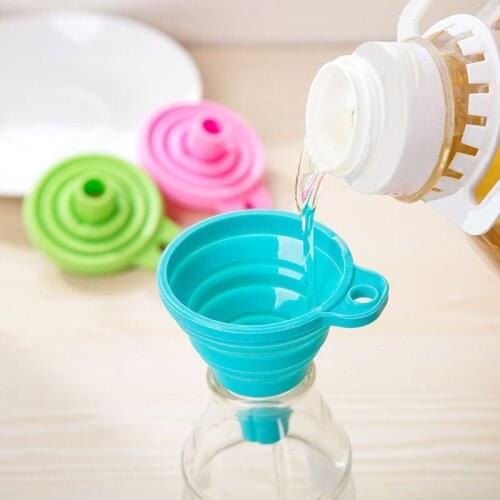 6pc Kitchen Foldable Silicone Funnel Food-grade Mini Portable Funnel Pours Oil and Anti-spill Creative Kitchen Gadgets Accessory