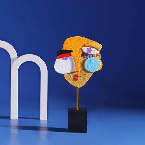 Africa Resin Sculpture Abstract Mask Modeling Sculpture Resin Crafts Statue Decoration Home Desktop Furnishings Feng Shui Craft