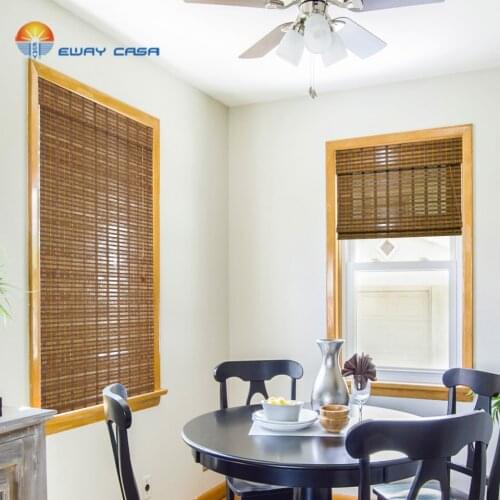 E-WAY CASA Bamboo Blinds Sunblock Rolling up Roman Style Bamboo Shades Wide Strips Shutter With Valance No.BB_DPS