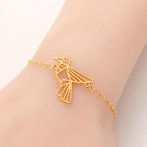 Chandler Origami Hummingbird Bracelet Filigree Bird Pendant Animal Bracelets Lovers Fashion Jewelry Geometric Hollow Our Charm