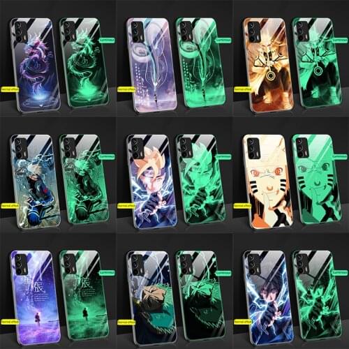Cartoon Dragon Luminous Glass Case For OPPO Realme GT Neo Realme Q3 Pro Realme X7Max Tempered Glass Cover Night light Phone Case