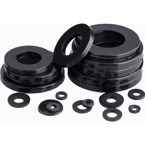 Black Nylon Washers Screws Bolts Washer Round Shape Plastic Circles Insulation Plainwasher Rubber Gasket M2M2.5M4M5M6M8M10M12-24