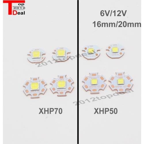 1pc Hihg Power CREE XHP50 XHP70 Cold White 6500K LED Emitter Chip 6V 12V on 16mm 20mm Cooper PCB for Flashlight DIY