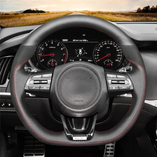 For Kia Stinger 2017 2018 2019 2020 D Style Black Suede Genuine Leather Car Steering Wheel Covers car accessories Auto parts