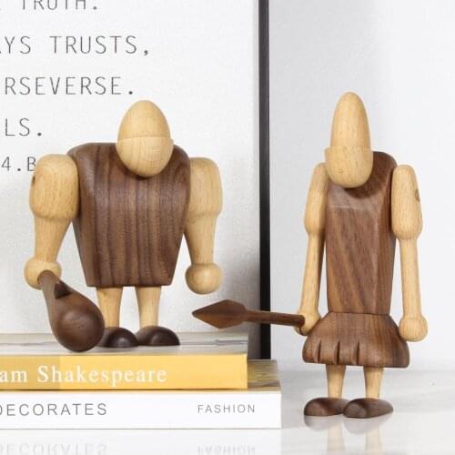 Nordic Style Wood Carving Figurines Creative Home Decoration Figure Black Walnut Primitive Brother Room Decor Crafts & Gifts NEW