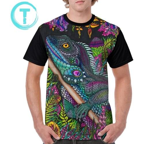 Iguana T Shirt Lizard Life - Colourful Iguana In The Jungle T-Shirt Basic Polyester Tee Shirt Man Oversize Printed Tshirt
