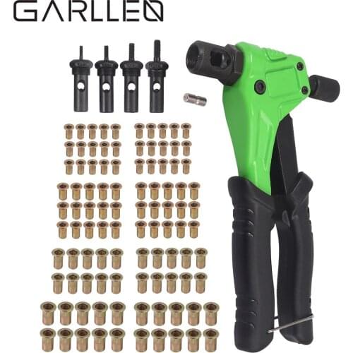 GARLLEN 8-inches RIVET NUT GUN M3 M4 M5 M6 Hand Riveter Rivet Gun Riveting Tools with 100pcs Nut Setting System