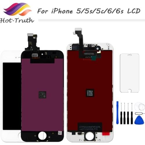 Hot-Truth 1 PCS Grade AAA+++ Screen For iPhone 5 5s 5c 6 6s LCD Display Touch Screen Digitizer 100% Tested +Tempered Glass+Tools