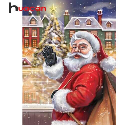 Huacan Diamond Mosaic Embroidery Santa Claus 5D DIY Diamond Painting Cartoon Picture Of Rhinestones Christmas Decor