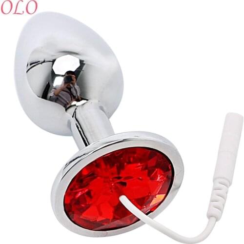 IKOKY Sex Toys for Men Women Electric Shock Anal Plug Electro Butt Plug Therapy Massager Rhinestone Medical Themed Toys