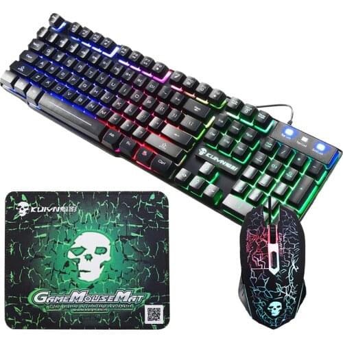 Imitation Mechanical Gaming Keyboard Mouse Combo LED Backlit USB Wired Keyboards Adjustable DPI Mouse For Laptop Computer Gamer