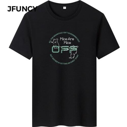JFUNCY Summer Men T-Shirt Loose Casual T-Shirts 2021 Fashion Letter Printing Short-Sleeved T-Shirt Cotton Oversized T-Shirt