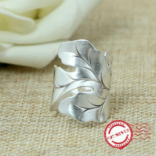 S925 sterling silver ring handmade personality classic retro style leaf shape to send lover jewelry gift 2020 new