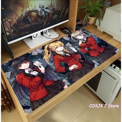 Anime Kakegurui - Compulsive Gambler Jabami Yumeko Mouse Pad Thicken Laptop Gaming Mice Mat Desk Keyboard Mat Anti-Slip Playmat