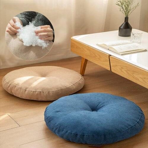 Futon Round Floor Cushion Pearl Cotton Filling Cushions For Living Room Cotton Linen Seat Cushions Meditation Tatami Home Decor
