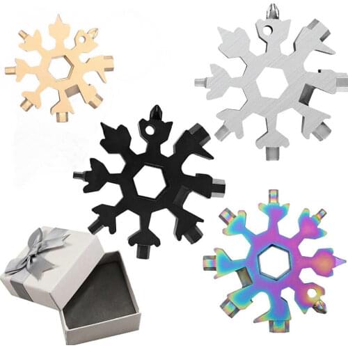18 In 1 Snowflake Multi Pocket Tool Keychain Spanner Hex Wrench Multifunction Screwdriver Multipurpose Camp Survive Outdoor Hike