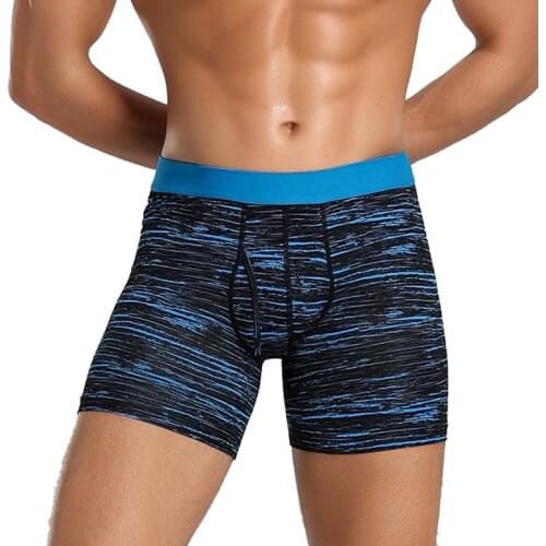 Mens Long Boxers Printed Breathable Soft Boxer for Mens Underwear Men Sporting Boxer shorts U-convex