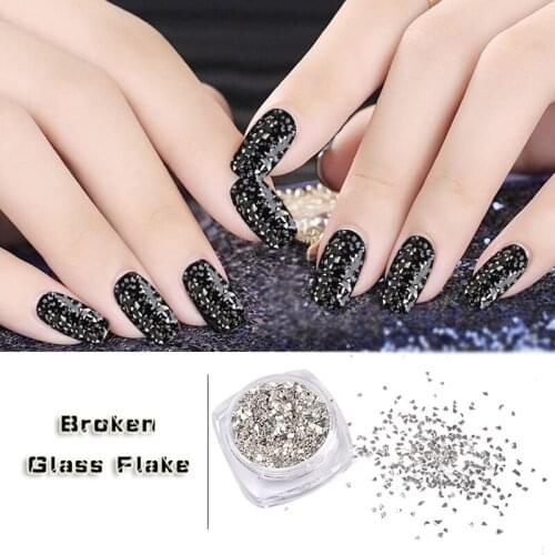New 5g/box Silver Irregular Broken Glass Flake Nail Art Glitters Powders Creative 3d UV Gel Polish Nail Decoration Tools