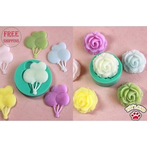 New Silicone,Balloon+Rose Design,Cake Decoration Mold,Soap / Chocolate / Fondant Mould,2pcs/lot