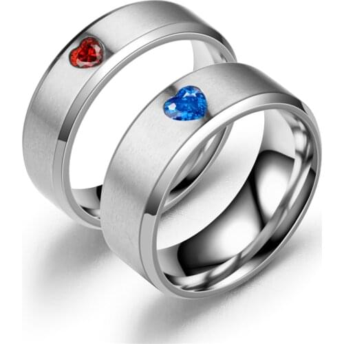 Wedding Rings for Women and Men AAA Zircon Simple Fashion Rose Gold Color Engagement Jewelry Couple Heart Ring Lovers Gift