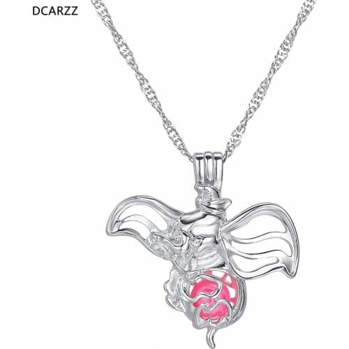 Elephant Pearl Cage Necklace Animal Locket Pendant Cartoon DIY Kids Jewelry Pearl Beads Necklace Wholesale Christmas Gift