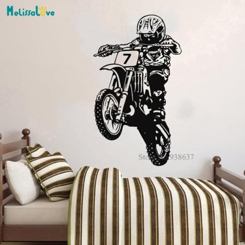 Personalized Motocross Wall Sticker Dirt Bike Living Room Bedroom Home Decor Waterproof Removable Vinyl Wallpaper Poster BB332