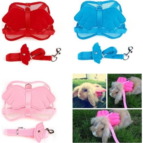 Harnesses with Collars for Small Animals Adjustable Wing Nylon Leash for Rabbit Ferret Pig Cute Lead Strap bunny
