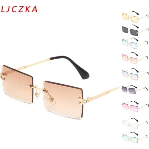 Rectangle Sunglasses Women 2021 Brand Designer Vintage Square Glasses Rimless Gradient Sun Glasses Ladies UV400 gafas de sol