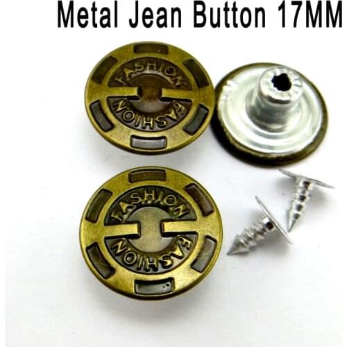 50PCS 17MM Bronze tone Metal Letter Jeans Button Decoration Garment Buttons Sewing Clothes Accessory JMB-382