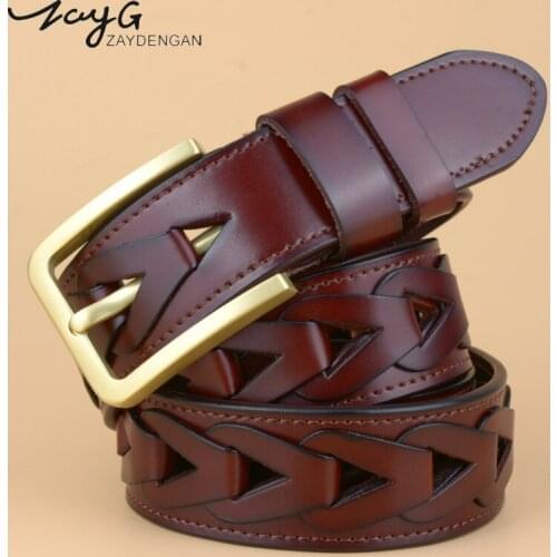 ZAYG New Braided Belt Man women Fashion Mens belts luxury genuine leather belts for women Designer men for Jeans girdle Male