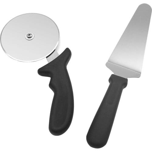Stainless Steel Pizza Roller Cutter/Pan Shovel with Long Handle/Pizzas Peel Tools Set for Baking Slicing