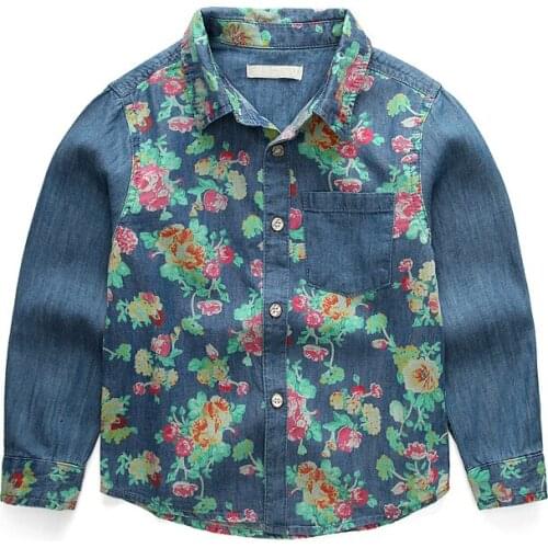 Flower Shirt For boys Girls long sleeve School Boys Dress Shirts Children Baby Blouse for Kids boys birthday Party Shirts