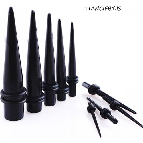 TIANCIFBYJS Mix 100PS Bulk Lot Ear Tapers Stretcher Spike uv Acrylic black Ear Expander Kit Plug Tunnel Set 1.6-10mm Piercing