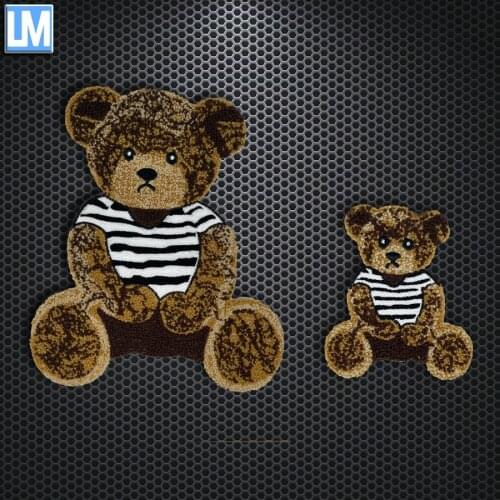 Tide brand towel embroidery large bear embroidery cloth stickers striped bear cartoon clothes pattern computer embroidery