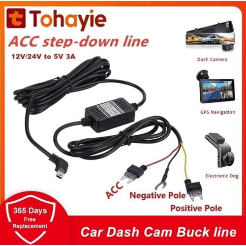 Car Dash Cam Buck line Driving Recorder ACC step-down line 12V/24V to 5V 3A For Dash Camera Auto Charging For Parking Monitor