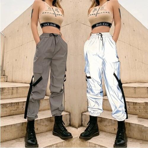 Womens high waist lace up casual pants