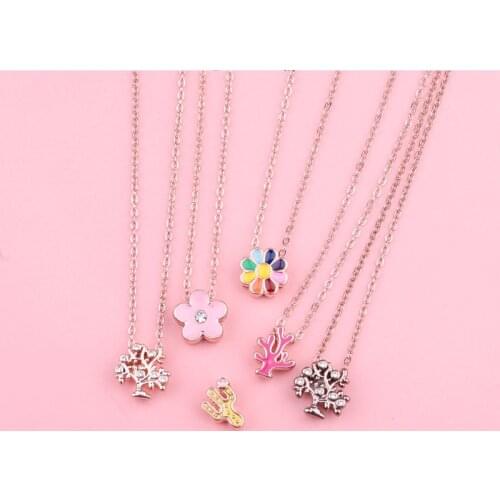 Japanese and Korean stars necklaces for women. Rose gold thin chain necklace, hippocampus/lucky tree/child necklace.dropshipping