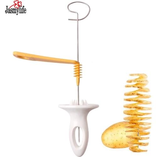1pc 3 string Rotate Potato Slicer Stainless Steel Plastic Twisted Potato Slice Cutter Spiral DIY Manual Creative kitchen tool