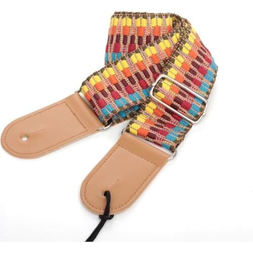 1PC National Style Adjustable Guitar Strap Woven Ballad Wood Guitar Strap Electric Guitar Shoulder Strap Instrument Accessories