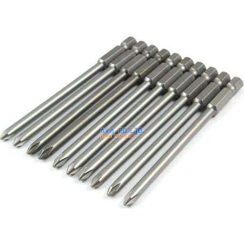 10 Pieces Magnetic Phillips Screwdriver Bit S2 Steel 1/4" Hex Shank 100mm Long 4.5mm Diameter PH1 (100mm x 4.5mm x PH1)