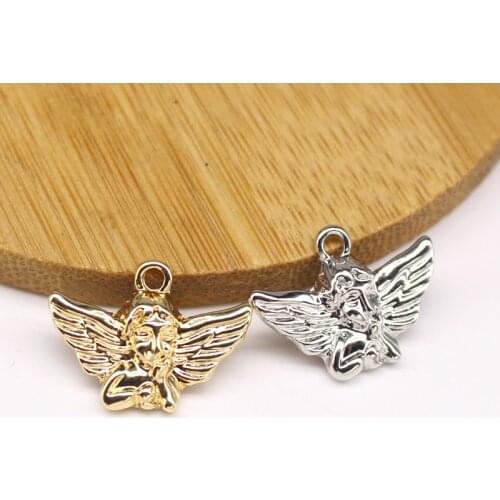 10pcs New Gothic Wings Angel Gold Earring Alloy Charms Cupid Angel Necklace Bracelet Pendant Handmade Charm Jewelry Make