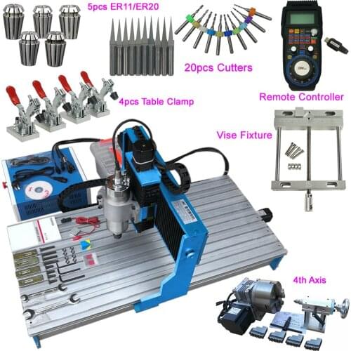 3axis CNC Router 9040 1500W 4 Axis Metal Engraving Machine Linear Guide Rail 1.5KW Spindle MACH3 Wireless Controller