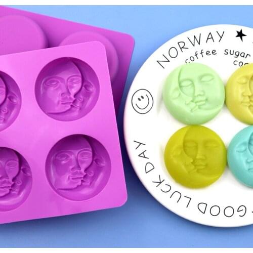 4 Even Round Double-sided DIY Handmade Soap Mold Silicone Cake Mold XG1002