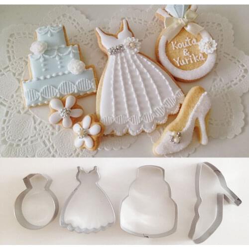4pcs patisserie reposteria Wedding Fondant Cake Cookie Cutter Sugarcraft Biscuit Mold Paste Decor Pastry Shop Chocolate Mould