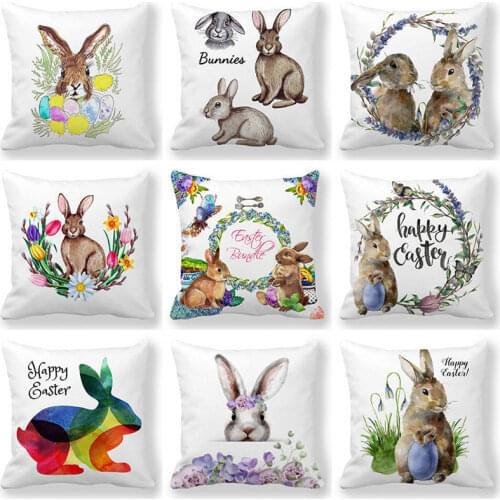 45x45cm Easter Bunny Egg Cushion Cover Easter Decor PeachSkin Polyester Sofa Seat Throw Pillow Case Party Home Decor Pillowcase
